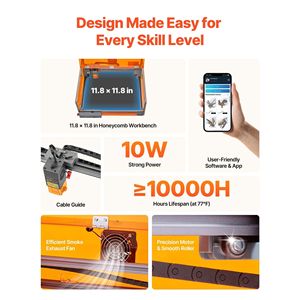 Macchina per Incisione e Taglio Laser 10W con Area di Lavoro 11,8 x 11,8 cm, Incisore Laser Resistente - Product Image 3