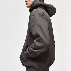 Custom Logo <b>Fleece</b> Regular Fit Hoodie Men <b>Thick</b> Heavy 100% Cotton Quick Dry Breathable Pocket Drop Shoulder Winter Sweatshirt - Product Image 1