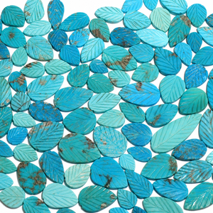 Perles en turquoise naturelle d'Arizona sculptées en forme de feuille, perles en forme de poire pour la fabrication de bijoux, vente en gros de pierres précieuses en vrac - Product Image 1