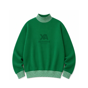 Sudadera de Cuello Alto para Mujer de Alta Calidad OEM, Diseño a Cuadros con Contraste, Proveedor de Pullovers Navideños - Product Image 5