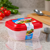 PlasticForte Contenant alimentaire moderne en plastique moulé par injection 320 ml Carré Hermétique Empilable avec couvercle à clip pour la fraîcheur