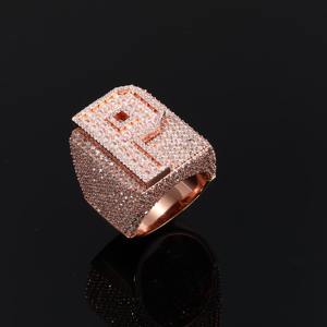 Anillo Personalizado con Letra y Número | Anillo Hip Hop con Incrustaciones de Diamantes | Diamante Moissanite VVS | Anillo de Plata de Ley 925 para Bodas y Fiestas |   Joyería HUMERA - Product Image 5