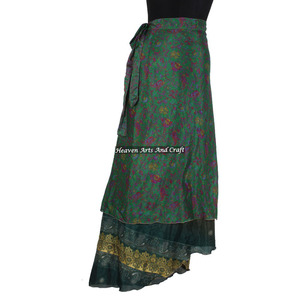 Beach Wear <b>Boho</b> Stylish Multi-Color Silk Wrap <b>Skirts</b> Comfortable Summer Fashion for Women Free Size Gypsy Hippie Style - Product Image 1