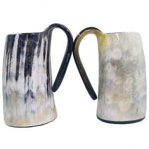 Modern Handmade Ox Horn Mug One Solid Piece Sturdy Feel Realistic Viking Style Natural Color Custom Size for Home Decoration - Product Image 6