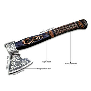 Burraq 20" Custom Handmade Carbon Steel Tomahawk Splitting <b>Axe</b> Rosewood Handle Leather <b>Camping</b> Hunting Outdoor DIY Industrial - Product Image 5