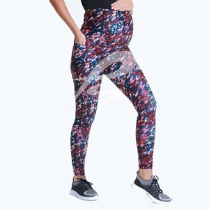 Conjuntos de Ropa Deportiva/Yoga Personalizados al por Mayor para Mujer 2026, Leggings Largos de Cintura Alta con Estampado por Sublimación en Color Borgoña para Maternidad - Product Image 1