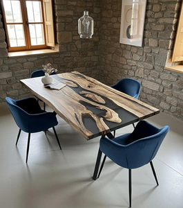 Plateau de table rectangulaire noir en bois d'acacia et résine époxy, décoration d'intérieur - Cadeau Diwali - Product Image 6