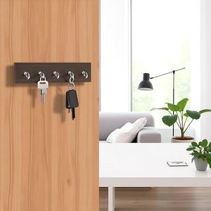 Porte-clés mural en bois avec 5 crochets, porte-clés mural rustique, organisateur d'entrée, décoration de la maison, porte-clés - Product Image 6