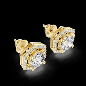 Boucles d'oreilles en diamant Moissanite faites à la main, clous hexagonaux en argent sterling 925, boucles d'oreilles géométriques, bijoux de mariée - Product Image 2