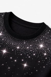 เสื้อยืดโอเวอร์ไซส์สีดำสำหรับผู้ชาย ลายพิมพ์คริสตัลสไตล์ฤดูร้อน ผ้าฝ้าย สตรีทแวร์ ลำลอง ทรงหลวม รับสกรีนโลโก้ ดีไซน์ใหม่ - Product Image 6