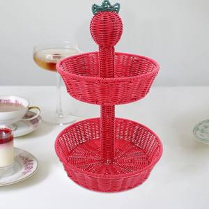 Bandeja de Servicio de Ratán de 2 Niveles con Diseño de Flamenco, Soporte Multifuncional para Almacenamiento en Sala de Estar y Baño, Vajilla Moderna de Vietnam - Product Image 6