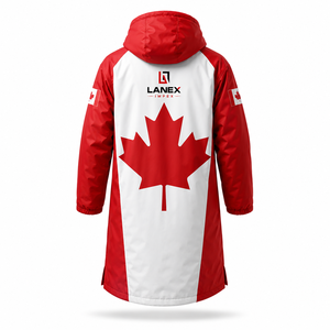 Chaqueta Parka Personalizada con la Bandera de Canadá, Impermeable, Cortavientos, Forrada de Forro Polar, con Capucha, para Natación, Surf y Deportes al Aire Libre - Product Image 3