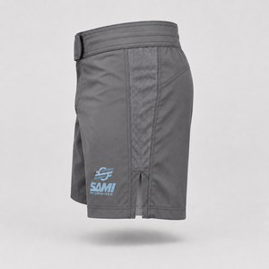 Shorts d'arts martiaux mixtes unisexe gris, anti-humidité, coupe classique, imprimé numérique, polyester/coton 140g - Product Image 2