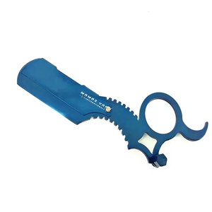 Premium Blue Stainless Steel Manual Shave Razor Replaceable <b>Single</b> Blade for Face and Body Premium Metal Straight Razor - Product Image 1