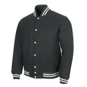 Chaqueta Varsity de Cuero para Hombre de Alta Calidad con Parche Bordado Personalizado, Cuello Alto, Método de Tejido de Ganchillo, Resistente al Viento y Transpirable - Product Image 1