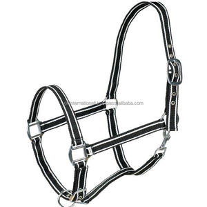 Licou en nylon personnalisé à double motif en noir et blanc avec boucle et anneau solides en acier inoxydable - Product Image 4