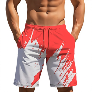 Shorts de Baño para Hombre con Estampado Abstracto en Blanco y Negro, Cintura Elástica, Secado Rápido, Bolsillos, Traje de Baño Informal - Product Image 3