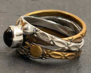 Vintage <b>Garnet</b> Sterling <b>Silver</b> Yellow Metal <b>Ring</b> Handmade Red Gemstone Jewelry Elegant Fashion <b>Ring</b> Women - Product Image 2