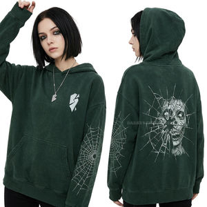 Hoodie surdimensionné personnalisé style western avec motif crâne de vache, effet délavé vintage couleur argile, pour femme, avec graphisme rétro délavé à l'acide, fournisseur - Product Image 2