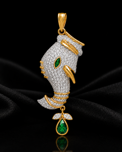 Gold Elephant 925 Sterling Silver Gold Plated <b>Pendant</b> Necklace Marquise Green Stone Micro Diamond Jewelry Gift for Women - Product Image 2