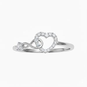 Anillo de Diamantes Infinito con Corazón de Diamante Cultivado en Laboratorio de Oro Sólido de 14K, Regalo para Novia, Anillo de Promesa de Amor con Corazón Abierto, Regalo de Aniversario - Product Image 3