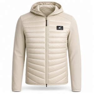 Manteau matelassé épais pour homme, à capuche, 90% duvet, imperméable, écologique, noir, avec manches softshell - Product Image 3