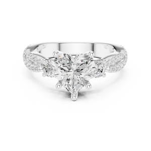 Anillo de Compromiso de Oro Sólido de 14K con Diamante Cultivado en Laboratorio de Corte Brillante en Forma de Corazón, 2 Quilates, VS VVS EF, Estilo Lujoso para Boda - Product Image 6