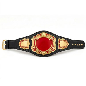 Ceinture de récompense de lutte en cuir sur mesure, haute qualité, respirante, grand logo central, décorations latérales, sangle à boucle réglable - Product Image 1