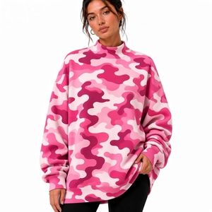 Sudadera Oversize de Cuello Alto para Mujer al por Mayor, Estampado Camuflaje, Manga Larga, Tejida, Invierno, Logotipo Personalizado Frontal - Product Image 2