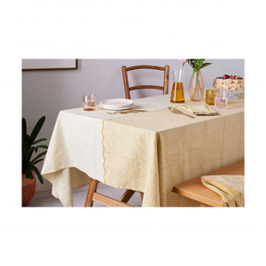 ผ้าปูโต๊ะผ้าฝ้ายย่อยสลายได้แบบ100% ปักสีเทาขนาด72x120นิ้วผ้าทอแบบยั่งยืนน้ำหนักเบา - Product Image 6