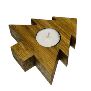 Porte-bougie en bois artisanal en forme d'étoile pour décoration de Noël, bougeoir en bois naturel écologique pour mariage - Product Image 5