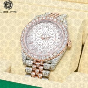 Reloj de Lujo para Hombre Charm Jewells, Caja de Acero Inoxidable de 40 mm, Movimiento Mecánico, Detalles de Diamantes, Correa de Cuero, Resistente al Agua 10 Bar - Product Image 3