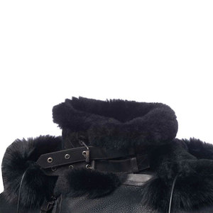 Men's Black Genuine Leather Hooded Biker Jacket With Fur Lining <b>Zip</b> Closure Winter Outerwear - Product Image 4