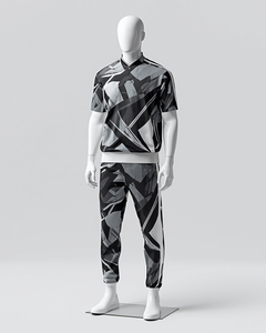 Conjunto de Camiseta y Pantalones Cortos para Hombre, Sublimación Completa Personalizada, Estampado Geométrico, Traje Deportivo Premium de Verano - Product Image 2