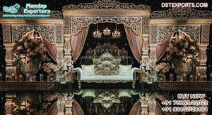 Walima musulman thème doré, décoration de scène, réception de mariage Bollywood, décor de scène de cérémonie de bague de mariage glamour - Product Image 6