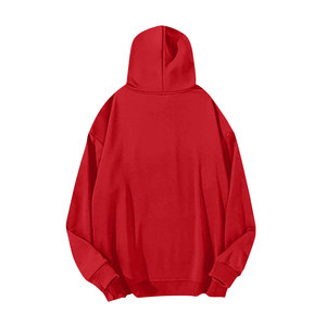 Wholesale Heavyweight 100% Cotton Fleece Pullover <b>Hoodie</b> Custom Logo Men Streetwear <b>Red</b> Color Long Sleeve Front Pocket <b>Hoodie</b> - Product Image 2