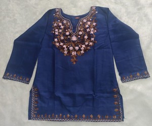Kurta Azul de Algodón para Mujer con Bordado, Estilo Casual de India y Pakistán, Tradicional para Todas las Temporadas 85435- BLUESTAR- BS...160 - Product Image 3