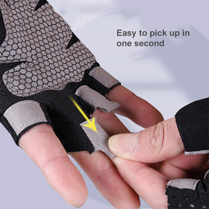 <b>Half</b> Finger Mesh Fitness Gloves Breathable Non <b>Slip</b> Adjustable Wrist Strap Gym Training Outdoor Sports Unisex Workout Gear PU - Product Image 5