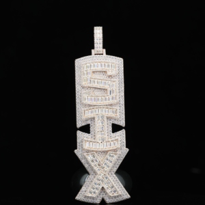 Joyería HipHop Moissanie, Colgante de Diamante Moissanite con Corte Baguette Redondo Personalizado para Raperos, Chapado en Oro sobre Plata 925, VVS - Product Image 1