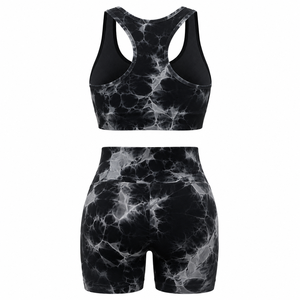 <b>Tie</b> <b>Dye</b> Yoga <b>Set</b> Women 2 Piece Workout Outfits High Waist Biker Shorts Sports Bra Gym Fitness Clothing Athletic Activewear <b>Set</b> - Product Image 3
