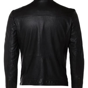 Chaqueta de cuero para motocicleta de hombre, elegante, de manga larga, de lona, con cremallera, teñido liso, para primavera, la más vendida - Product Image 4