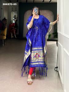 New Arrival Festival Wear Trending Jacquard-Paithani with Weaving Zari Work <b>Kaftan</b> Supplier from Surat Woman Fashion - Product Image 3