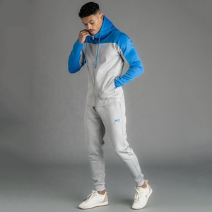 Ensemble de survêtement sportif en molleton pour homme, 2 pièces, en coton, personnalisé, couleur unie, épais, respirant, séchage rapide, à capuche, décontracté - Product Image 2