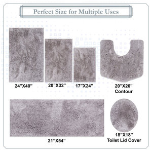Customised Essential 3-Piece Bathroom Rug Set, Plush Microfiber Bath <b>Mat</b>, U-Shaped Contour Rug and Toilet Lid Cover, Ultra - Product Image 2