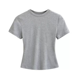 Camiseta de Verano para Mujer, Camiseta Básica para Chica, Camiseta de Manga Corta para Dama, Sexy, Ajustada, Cuello Redondo, Top de Moda Casual para Mujer - Product Image 1