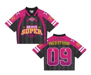 Camiseta de Fútbol Americano Personalizada, Transpirable, Estilo Urbano, Corta, Holgada, de Manga Corta, con Malla, Estilo Boxy - Product Image 1