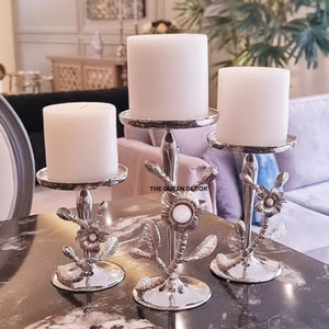 Ensemble de 3 bougeoirs en métal avec finition dorée de luxe, design unique, écologique, décoration de Noël et de mariage pour la maison - Product Image 6