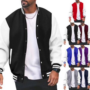 TREAHDX INDUSTRIES US Size Plus Size Men's Varsity Jacket Winter Warm Wool/Polyester <b>Covered</b> <b>Button</b> Logo Front High Quality 2024 - Product Image 1