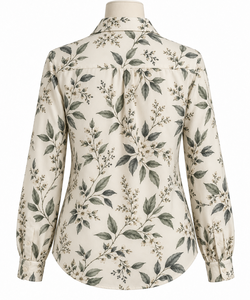 Camisa de Mujer con Botones, Manga Larga, 100% Seda, Estilo Vintage, para Oficina o Uso Casual - Product Image 2