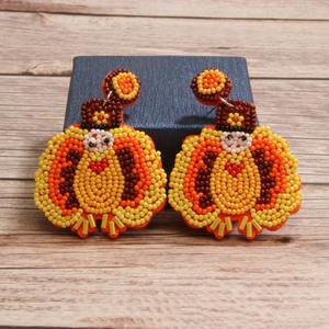 Nuevos Pendientes de Cuentas Hechos a Mano con Diseño de Pavo para la Cosecha de Otoño y Acción de Gracias - Product Image 2